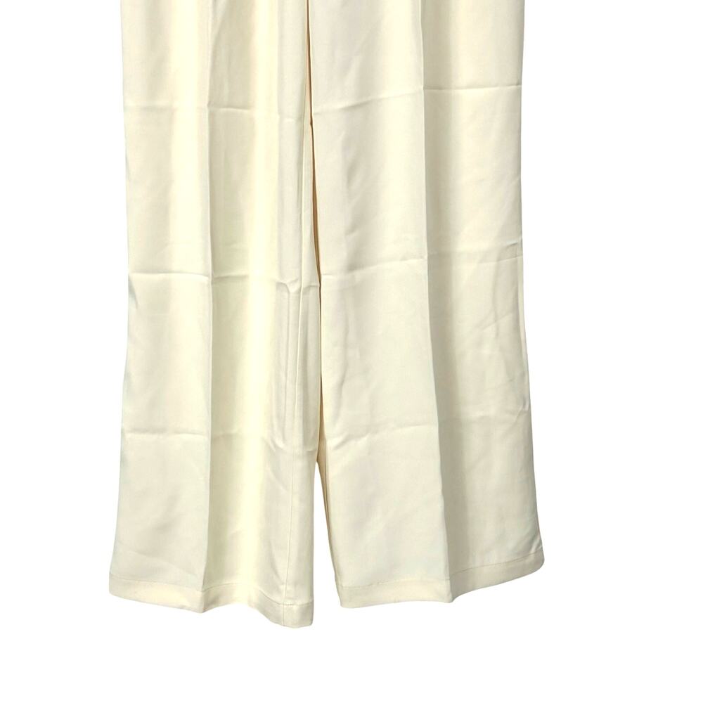 DECIVI Wide Leg Pleated Tailored Trousers Cream Size S New - Picture 6 of 10